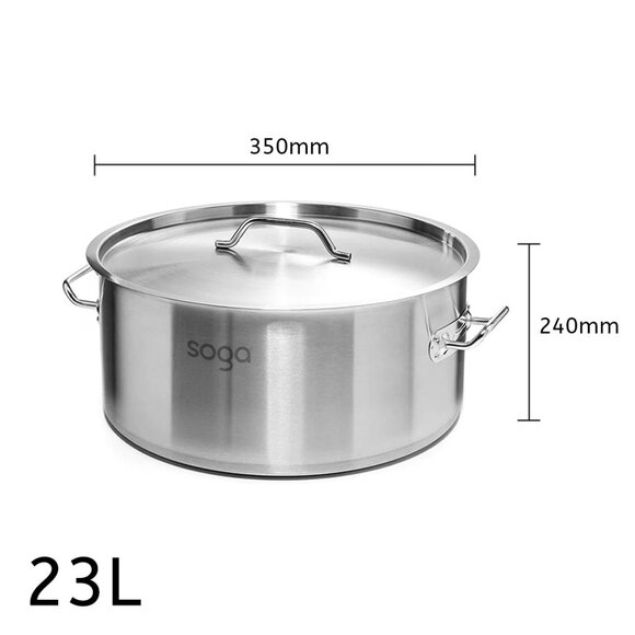 SOGA 23L Stainless Steel Stockpot Compact Heavy-Duty Cooking Pot for Soup & Stew - Picture 6 of 13